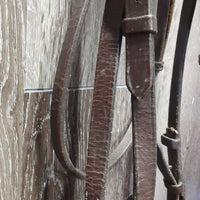 FS Rsd Bridle, Braided Reins *fair, rubs, scrapes, dirty, faded, TORN Cheek, dry, stiff
