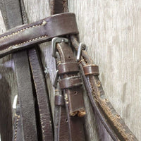 FS Rsd Bridle, Braided Reins *fair, rubs, scrapes, dirty, faded, TORN Cheek, dry, stiff
