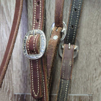 Double Stitch Soft Headstall, Tooled Buckles & Trim, Laces *xc, clean, mnr edge rubs & scrapes
