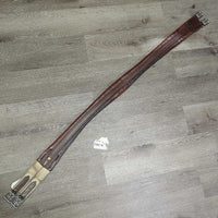 Narrow Leather Girth, 1x els, Roller Buckles *gc/fair, older, dirty, torn/v.rubbed elastic, creases

