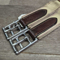 Narrow Leather Girth, 1x els, Roller Buckles *gc/fair, older, dirty, torn/v.rubbed elastic, creases
