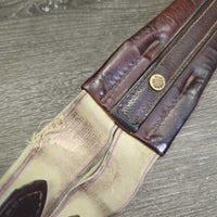 Narrow Leather Girth, 1x els, Roller Buckles *gc/fair, older, dirty, torn/v.rubbed elastic, creases
