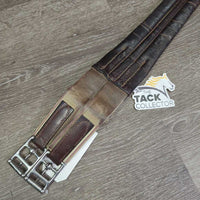 Narrow Leather Girth, 1x els, Roller Buckles *gc/fair, older, dirty, torn/v.rubbed elastic, creases
