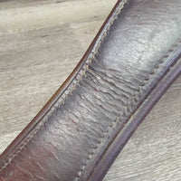 Narrow Leather Girth, 1x els, roller buckles *gc, v.stiff, clean, residue, hairy seams, older, rubs, creased, dented
