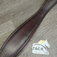 Narrow Leather Girth, 1x els, roller buckles *gc, v.stiff, clean, residue, hairy seams, older, rubs, creased, dented
