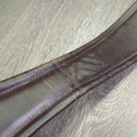 Narrow Leather Girth, 1x els, roller buckles *gc, v.stiff, clean, residue, hairy seams, older, rubs, creased, dented
