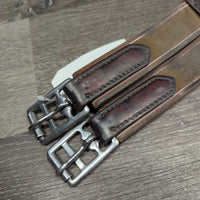 Padded Leather Girth, 2x els, roller buckles *gc/fair, deep hollow creases, clean, rubs, faded, cracks, older
