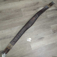 Padded Leather Girth, 2x els, roller buckles *gc/fair, deep hollow creases, clean, rubs, faded, cracks, older

