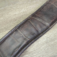 Padded Leather Girth, 2x els, roller buckles *gc/fair, deep hollow creases, clean, rubs, faded, cracks, older
