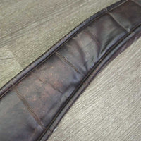 Padded Leather Girth, 2x els, roller buckles *gc/fair, deep hollow creases, clean, rubs, faded, cracks, older
