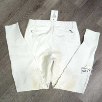 Euro Seat Breeches *gc/fair, discolored seat & legs, stains, dingy, seam rubs & pulls, threads/loose stitching, puckered?creased waist
