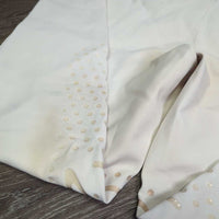 Euro Seat Breeches *gc/fair, discolored seat & legs, stains, dingy, seam rubs & pulls, threads/loose stitching, puckered?creased waist
