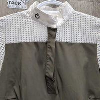 SS Show Shirt, Mesh, 1/3 Button up, Snap Collar *vgc/gc, mnr dirt?stains & snags, crinkled/puckered collar, dingy?, pits
