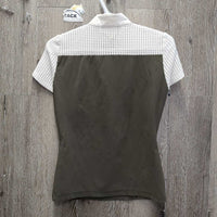 SS Show Shirt, Mesh, 1/3 Button up, Snap Collar *vgc/gc, mnr dirt?stains & snags, crinkled/puckered collar, dingy?, pits
