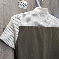 SS Show Shirt, Mesh, 1/3 Button up, Snap Collar *vgc/gc, mnr dirt?stains & snags, crinkled/puckered collar, dingy?, pits
