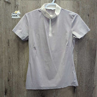 SS Show Shirt, 1/4 Zip Up, Perforated *vgc/gc, stains/discolored spots, collar: seam puckers & edge stains
