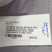 SS Show Shirt, 1/4 Zip Up, Perforated *vgc/gc, stains/discolored spots, collar: seam puckers & edge stains
