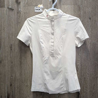 SS Show Shirt, 1/2 Button Up, Snap Collar *gc/fair, dingy, v.rubbed & linty, collar: seam puckers & edge stains
