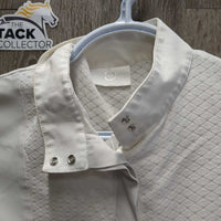 SS Show Shirt, 1/2 Button Up, Snap Collar *gc/fair, dingy, v.rubbed & linty, collar: seam puckers & edge stains
