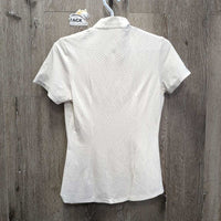 SS Show Shirt, 1/2 Button Up, Snap Collar *gc/fair, dingy, v.rubbed & linty, collar: seam puckers & edge stains
