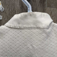 SS Show Shirt, 1/2 Button Up, Snap Collar *gc/fair, dingy, v.rubbed & linty, collar: seam puckers & edge stains
