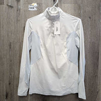SS Show Sun Shirt, 1/4 Button Up, Perforated *xc/vgc, mnr seam puckers, stains, stretched & rubbed holes, mnr puckers, rubs & pills
