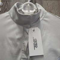 SS Show Sun Shirt, 1/4 Button Up, Perforated *xc/vgc, mnr seam puckers, stains, stretched & rubbed holes, mnr puckers, rubs & pills
