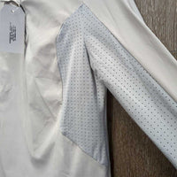 SS Show Sun Shirt, 1/4 Button Up, Perforated *xc/vgc, mnr seam puckers, stains, stretched & rubbed holes, mnr puckers, rubs & pills
