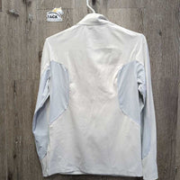 SS Show Sun Shirt, 1/4 Button Up, Perforated *xc/vgc, mnr seam puckers, stains, stretched & rubbed holes, mnr puckers, rubs & pills
