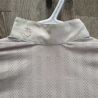 SS Perforated Show Shirt, Shoulder Zipper, Snap Collar *xc/vgc, mnr seam puckers & pit rubs/stretches, v.mnr stain
