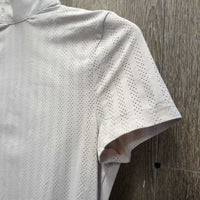 SS Perforated Show Shirt, Shoulder Zipper, Snap Collar *xc/vgc, mnr seam puckers & pit rubs/stretches, v.mnr stain
