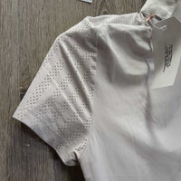 SS Perforated Show Shirt, Shoulder Zipper, Snap Collar *xc/vgc, mnr seam puckers & pit rubs/stretches, v.mnr stain
