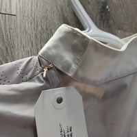 SS Perforated Show Shirt, Shoulder Zipper, Snap Collar *xc/vgc, mnr seam puckers & pit rubs/stretches, v.mnr stain
