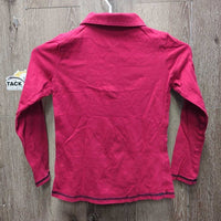 JUNIORS LS Polo Shirt, 1/4 Button Up *vgc, faded edges
