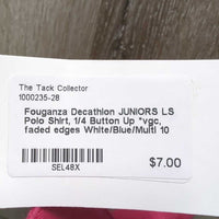 JUNIORS LS Polo Shirt, 1/4 Button Up *vgc, faded edges
