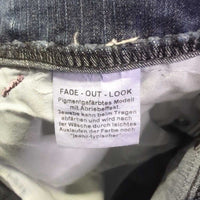 Euro Seat Denim Breeches *gc/fair, pulled seat seam, stains, rubs, hole, faded, seam puckers

