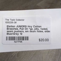 JUNIORS Hvy Cotton Breeches, Pull On *gc, pilly, faded, seam puckers, sm seam holes, older
