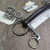 SS Curved Hard Rubber Mullen Mouth Pelham Bit, chain *vgc, clean, residue, mnr scuffs
