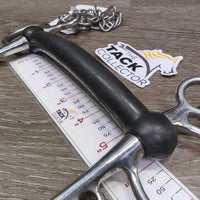 SS Curved Hard Rubber Mullen Mouth Pelham Bit, chain *vgc, clean, residue, mnr scuffs
