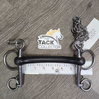 SS Curved Hard Rubber Mullen Mouth Pelham Bit, chain *vgc, clean, residue, mnr scuffs
