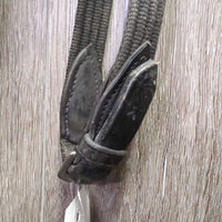 Leather Side Pull, Cotton Web Reins *vgc/gc, clean & film/residue, twists, faded, rubs, stiff

