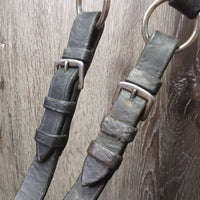 Leather Side Pull, Cotton Web Reins *vgc/gc, clean & film/residue, twists, faded, rubs, stiff
