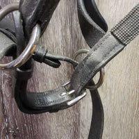 Leather Side Pull, Cotton Web Reins *vgc/gc, clean & film/residue, twists, faded, rubs, stiff
