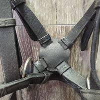 Leather Side Pull, Cotton Web Reins *vgc/gc, clean & film/residue, twists, faded, rubs, stiff
