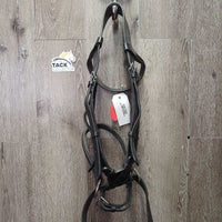 Leather Side Pull, Cotton Web Reins *vgc/gc, clean & film/residue, twists, faded, rubs, stiff
