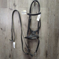 Padded Monocrown Biothane Side Pull, Biothane Plain Reins, snaps *xc/vgc, mnr film, dirt & rubs, faded?

