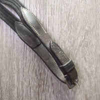 Padded Monocrown Biothane Side Pull, Rsd/FS Cotton Web Reins *xc/vgc, mnr film, dirt & rubs, bent, cracks & faded
