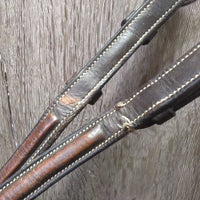 Padded Monocrown Biothane Side Pull, Rsd/FS Cotton Web Reins *xc/vgc, mnr film, dirt & rubs, bent, cracks & faded
