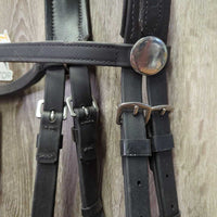 Padded Monocrown Biothane Side Pull, Rsd/FS Cotton Web Reins *xc/vgc, mnr film, dirt & rubs, bent, cracks & faded
