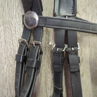 Padded Monocrown Biothane Side Pull, Rsd/FS Cotton Web Reins *xc/vgc, mnr film, dirt & rubs, bent, cracks & faded
